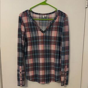 Plaid V-Neck Women's Top
